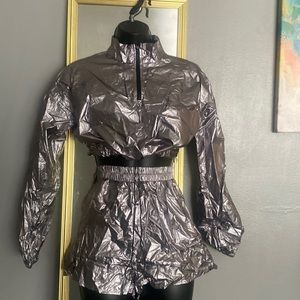2 Piece Metallic work out Short Set